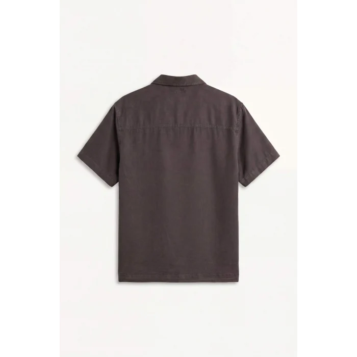 Defacto E2530AXBN339 Kahve Regular Fıt Tencel Kısa Kollu Gömlek