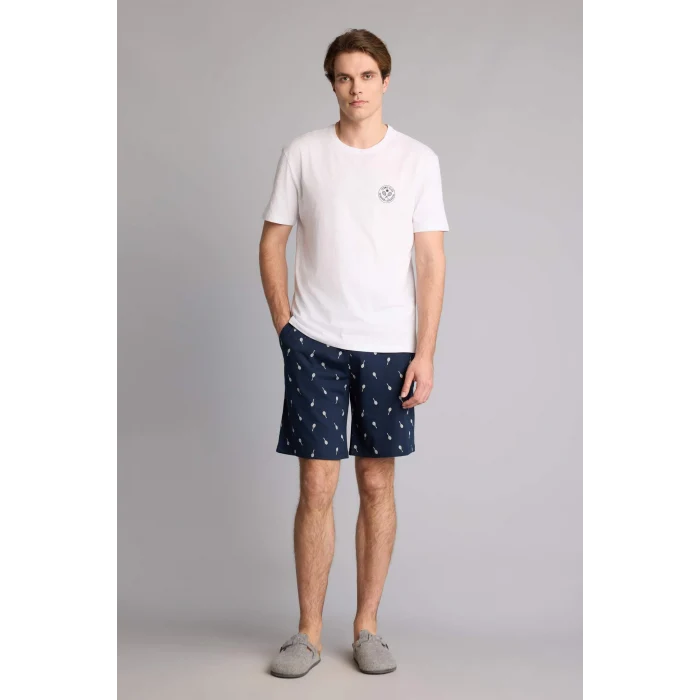 Defacto H5764AXWT34 Beyaz Regular Fıt Kısa Kollu 2li Pijama Takım