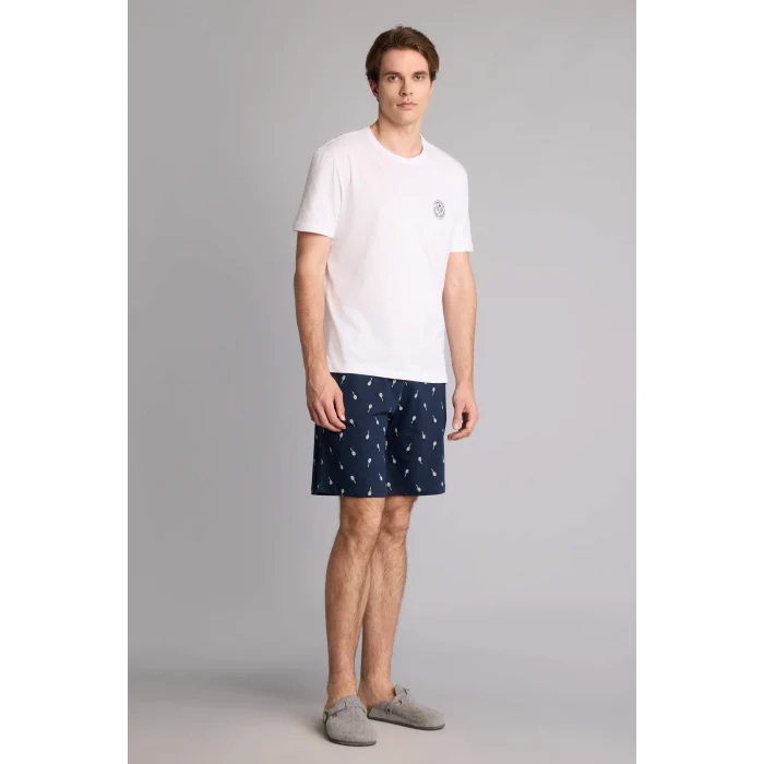 Defacto H5764AXWT34 Beyaz Regular Fıt Kısa Kollu 2li Pijama Takım