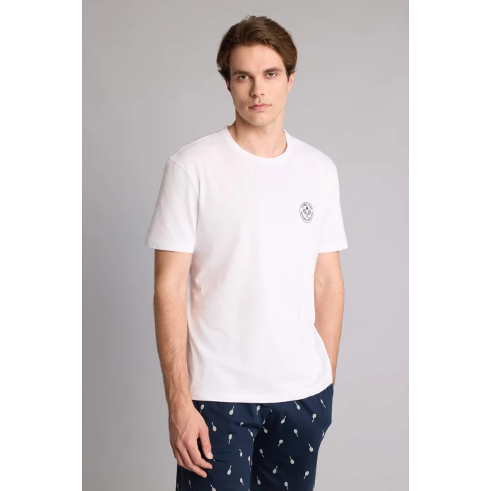 Defacto H5764AXWT34 Beyaz Regular Fıt Kısa Kollu 2li Pijama Takım