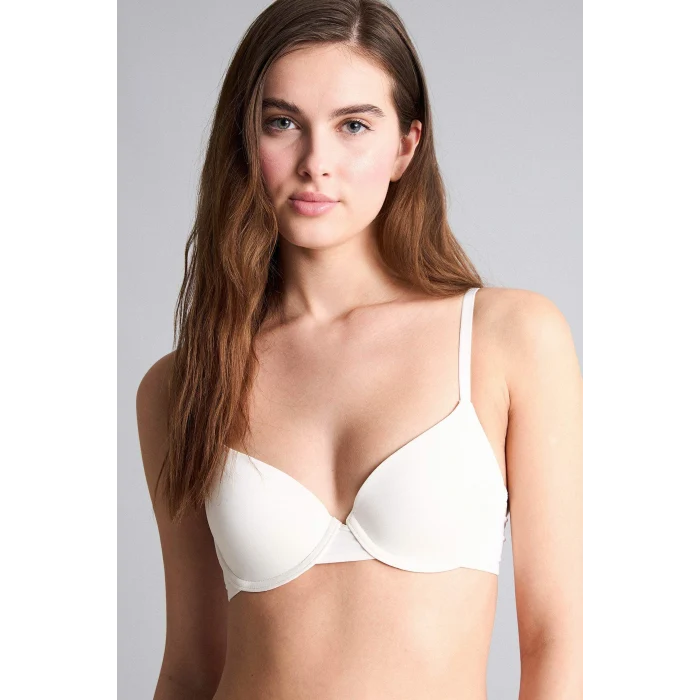 Defacto T8471AZER105 Ekru Micro Kaplı Pedli Balenli Tişört Bra