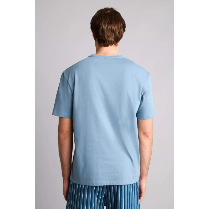 Defacto H8712AXBE485 Mavi %100 Pamuk Çiçekli 2li Dokuma Somon Pijama Kız Bebek