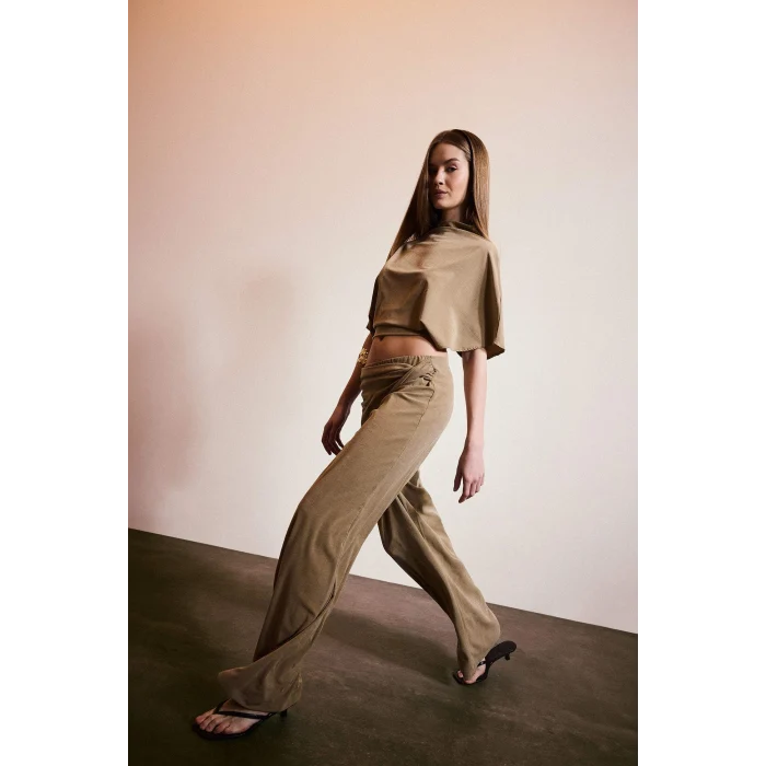 Defacto H3879AXBG801 Bej Wıde Leg Krep Pantolon