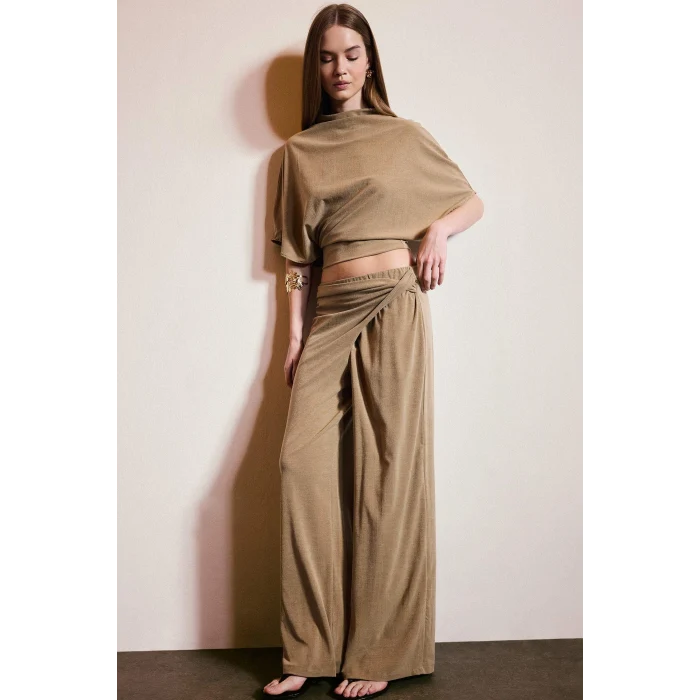 Defacto H3879AXBG801 Bej Wıde Leg Krep Pantolon