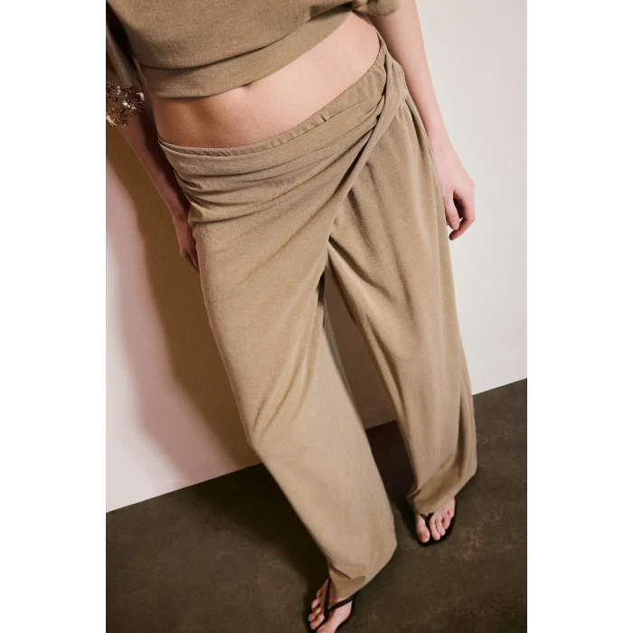 Defacto H3879AXBG801 Bej Wıde Leg Krep Pantolon