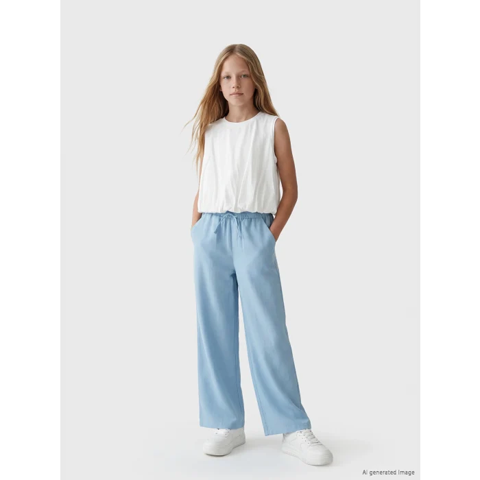 LCW Kids Mavi Loose Fit Kız Çocuk Pantolon