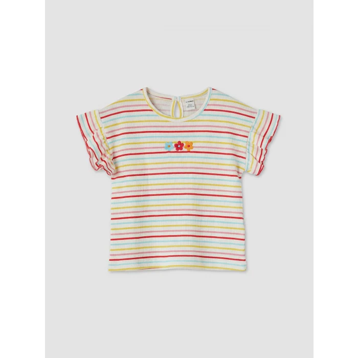 LCW Kids Kırmızı Bisiklet Yaka Nakışlı Kız Çocuk Tişört 2li