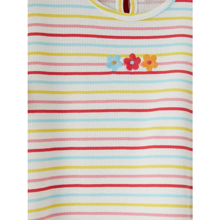LCW Kids Kırmızı Bisiklet Yaka Nakışlı Kız Çocuk Tişört 2li