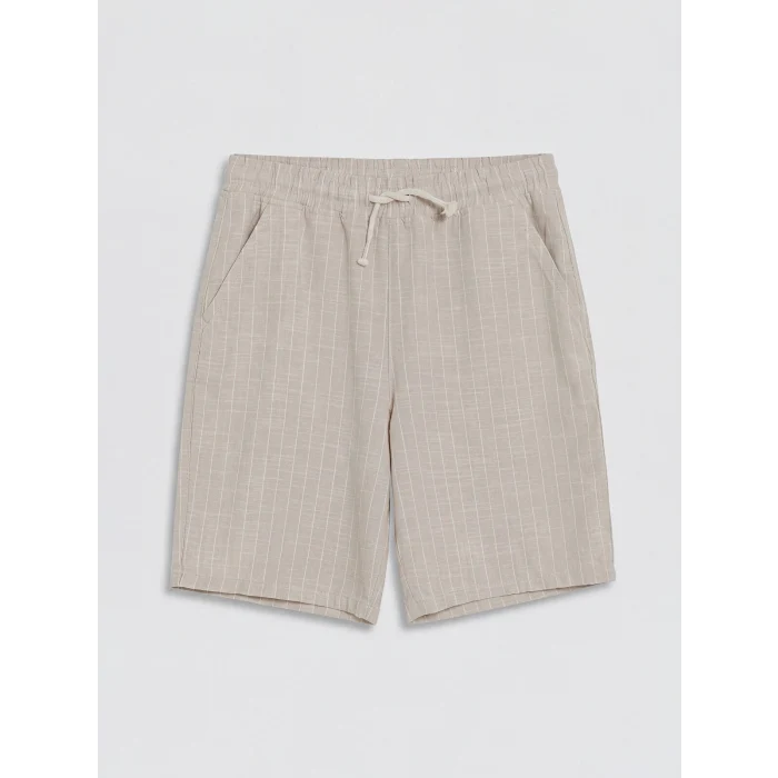 LCW Kids Bej Çizgili Erkek Çocuk Poplin Şort