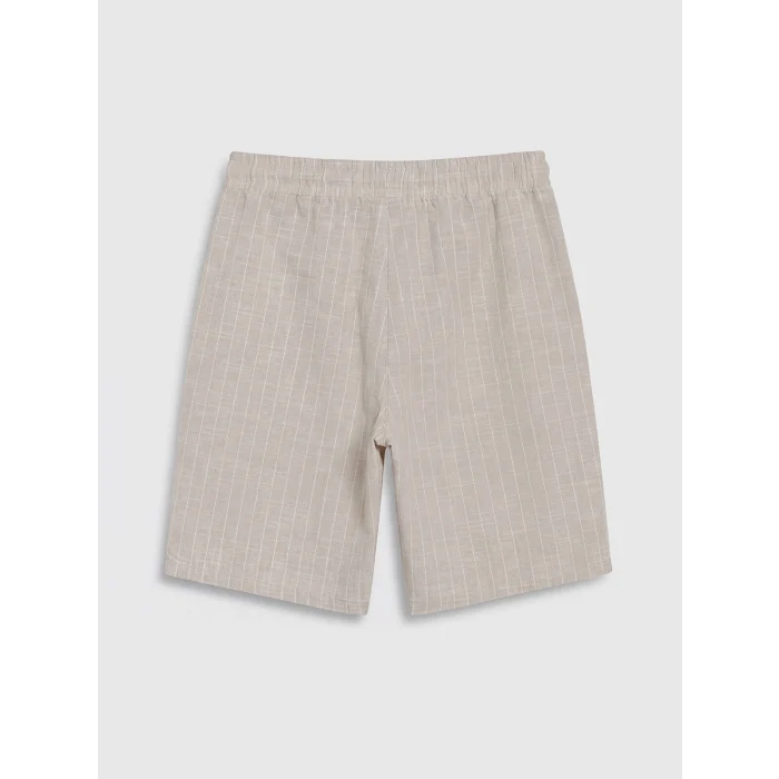 LCW Kids Bej Çizgili Erkek Çocuk Poplin Şort