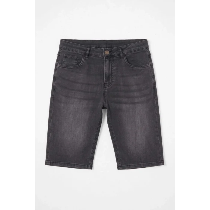 Defacto G8613AXNM36 DENIM Regular Fıt Kemerli Bel Jean Bermuda Şort