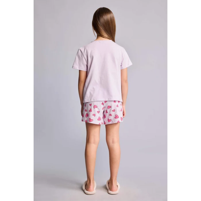 Defacto H8359A8PN256 Pembe %100 Pamuk Regular Fıt 2li Pijama Takımı Kız Çocuk