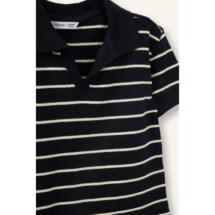 Defacto G6616A5NV31 Lacivert Çizgili Polo Tişört Erkek Bebek