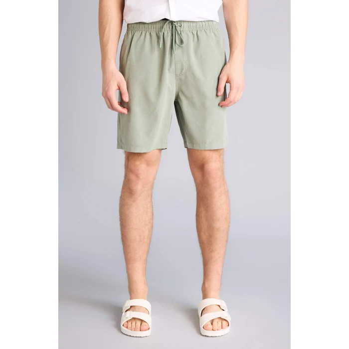 Defacto E0993AXKH440 Haki Regular Fit Kısa Boy Yumuşak Tuşeli Deniz Şortu