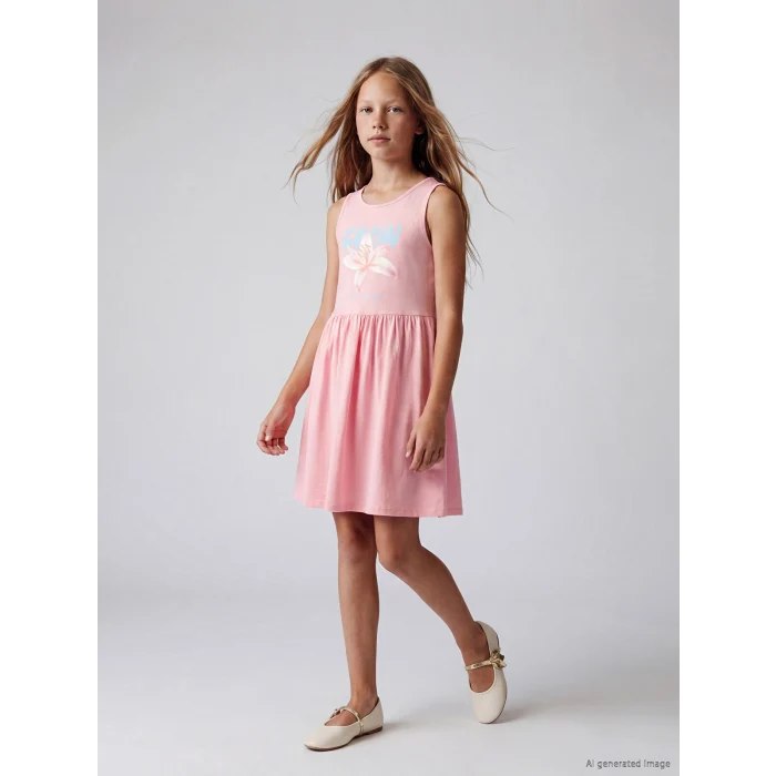 LCW Kids Pembe Desenli Kız Çocuk Elbise