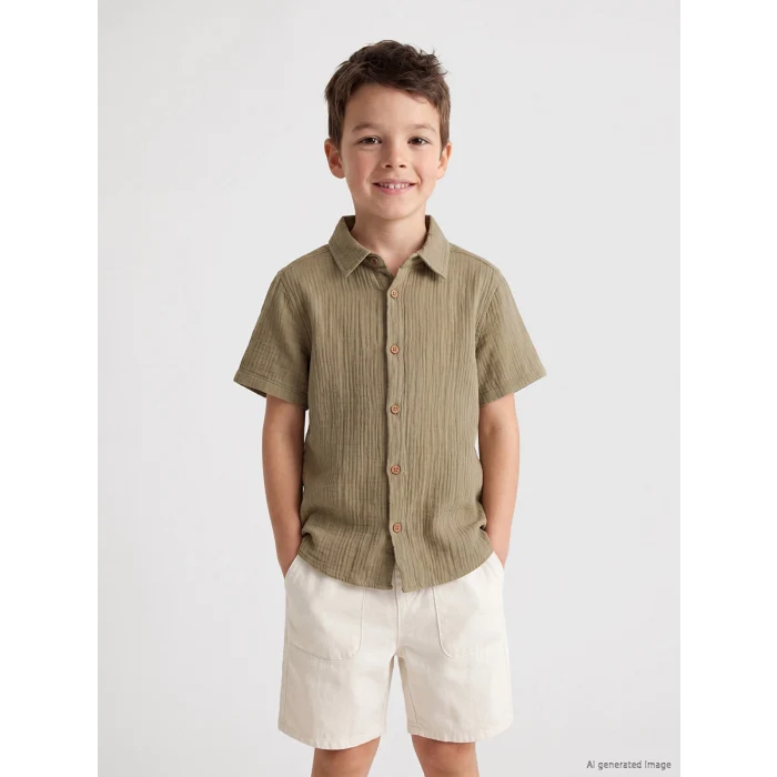 LCW Kids Haki Erkek Çocuk Müslin Gömlek