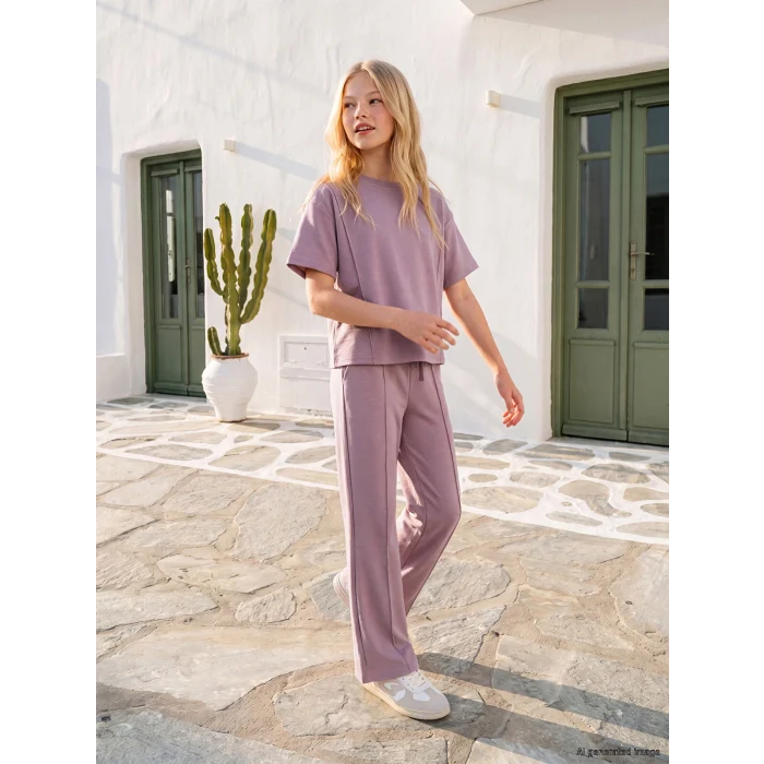 LCW Kids Lila Kız Çocuk Soft Touch Takım