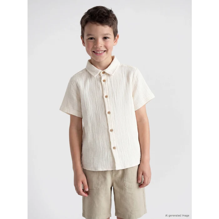 LCW Kids Bej Erkek Çocuk Müslin Gömlek