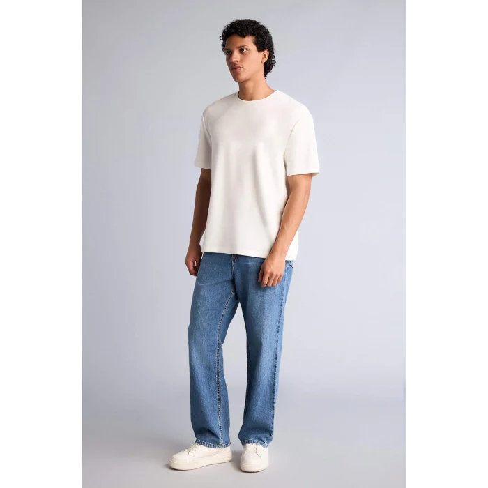 Defacto G8470AXNM28 Mavi %100 Pamuk Baggy Fıt Jean Pantolon