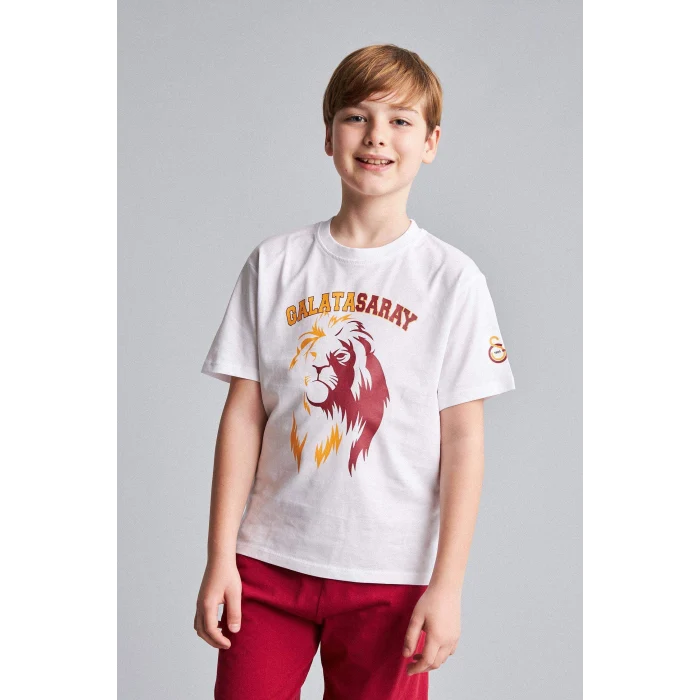Defacto H7511A8WT34 Beyaz %100 Pamuk Galatasaray Kısa Kollu Pijama Üst Şort Pijama Alt 2li Pijama Takımı Erkek Çocuk