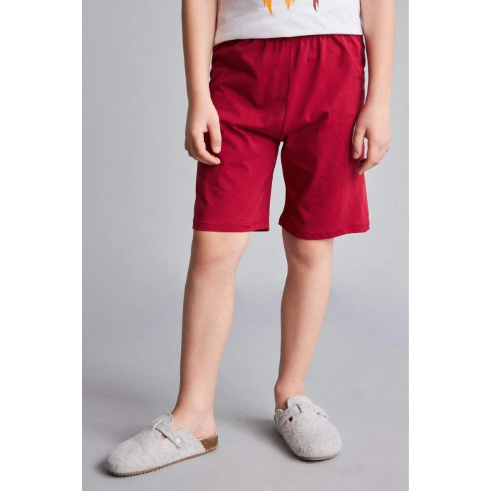 Defacto H7511A8WT34 Beyaz %100 Pamuk Galatasaray Kısa Kollu Pijama Üst Şort Pijama Alt 2li Pijama Takımı Erkek Çocuk