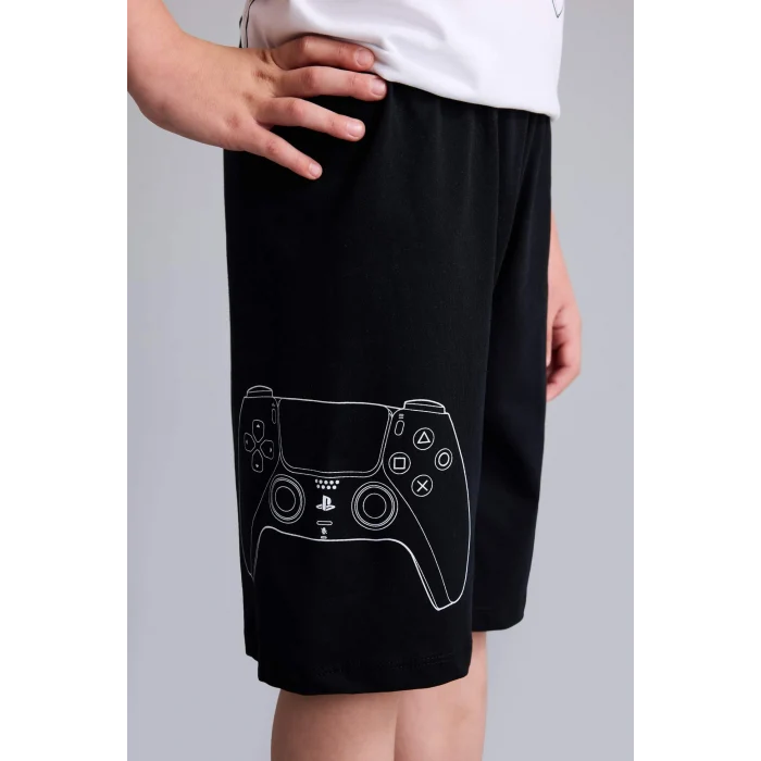 Defacto H8202A8WT34 Beyaz %100 Pamuk PlayStatıon Lisanslı Regular Fıt 2li Beyaz Pijama Takımı Erkek Çocuk