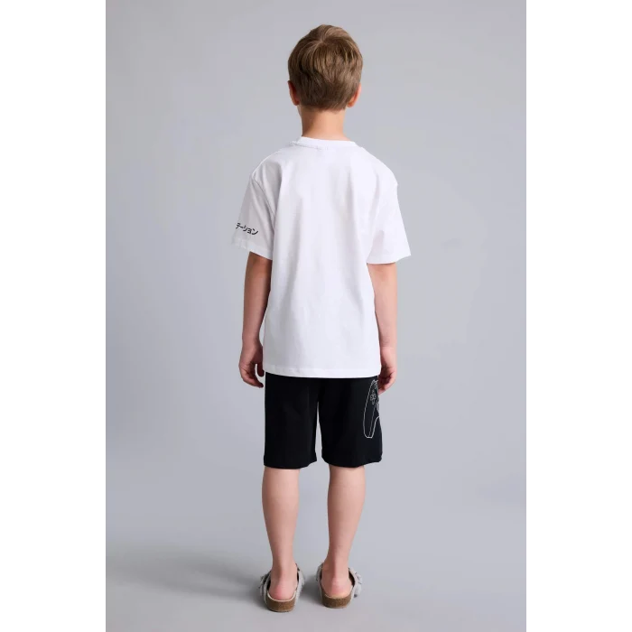 Defacto H8202A8WT34 Beyaz %100 Pamuk PlayStatıon Lisanslı Regular Fıt 2li Beyaz Pijama Takımı Erkek Çocuk