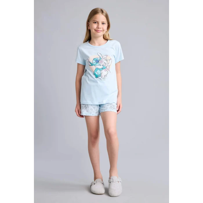 Defacto E6241A8BE773 Mavi %100 Pamuk Pijama Takımı Dinozor Baskılı Uzun Kollu Üst Beli Lastikli Uzun Alt Erkek Bebek