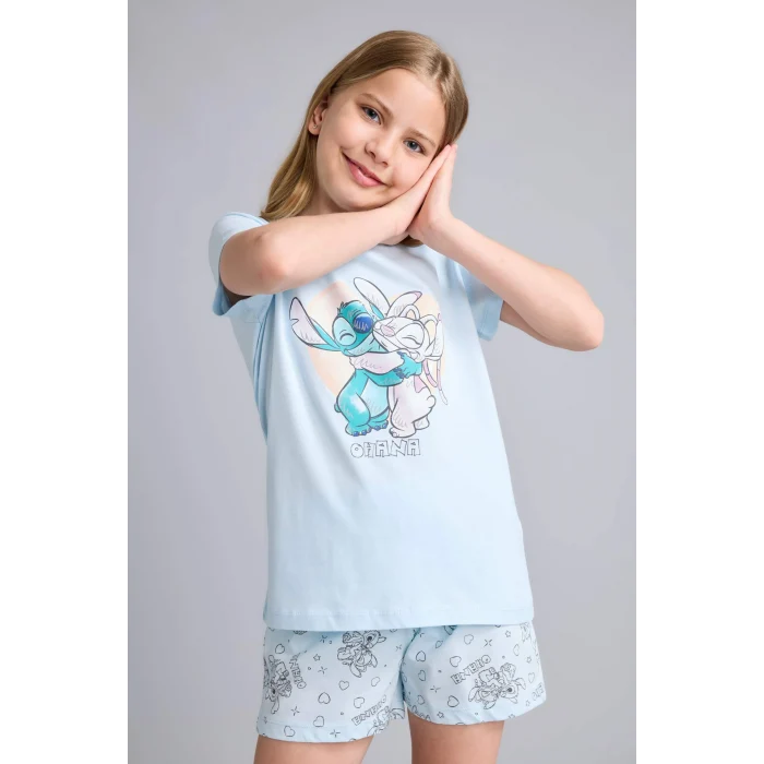 Defacto E6241A8BE773 Mavi %100 Pamuk Pijama Takımı Dinozor Baskılı Uzun Kollu Üst Beli Lastikli Uzun Alt Erkek Bebek