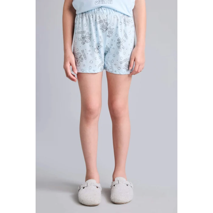 Defacto E6241A8BE773 Mavi %100 Pamuk Pijama Takımı Dinozor Baskılı Uzun Kollu Üst Beli Lastikli Uzun Alt Erkek Bebek