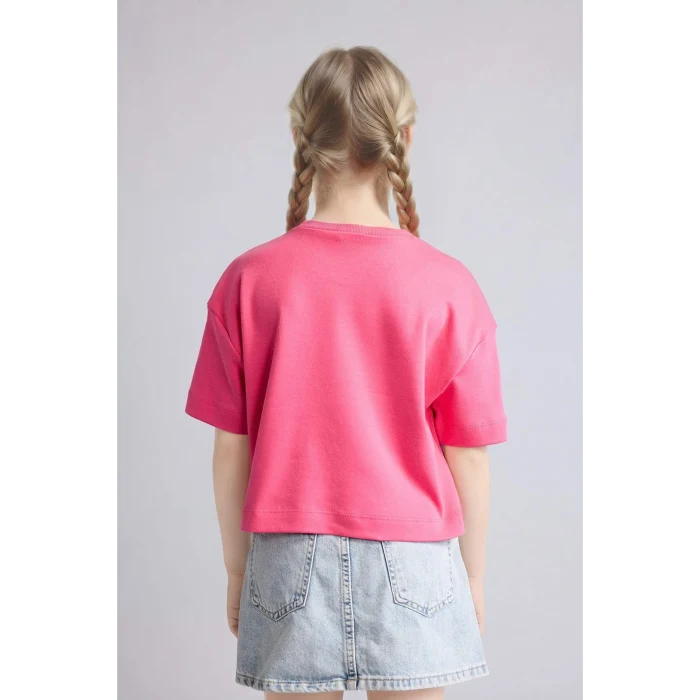 Defacto H7237A8PN201 Pembe %100 Pamuk Bisiklet Yaka Kısa Kollu Basic Tişört Kız Çocuk