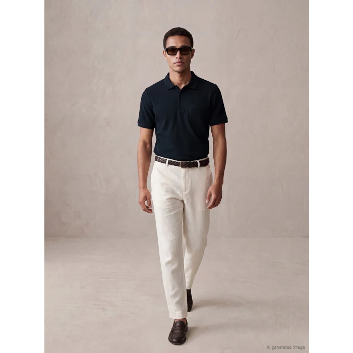 LCWAIKIKI Classic Lacivert Polo Yaka Dokulu Erkek Tişört