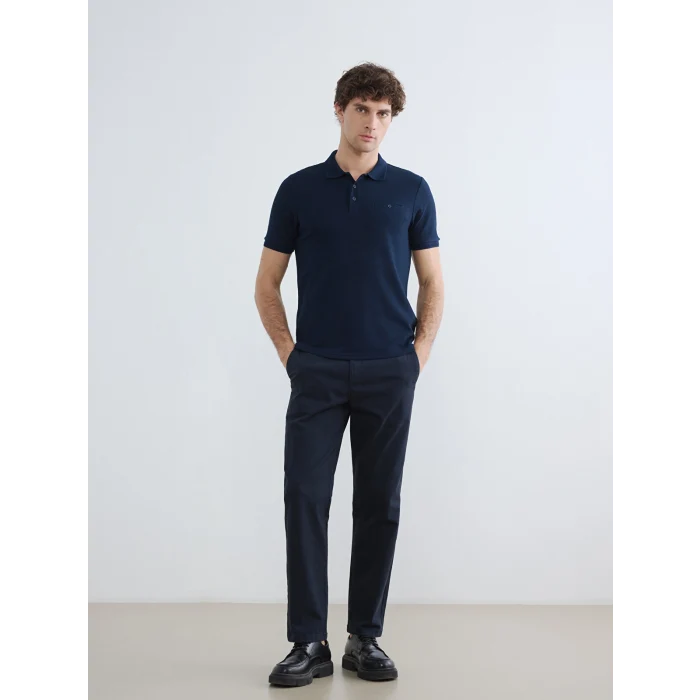 LCWAIKIKI Classic Lacivert Polo Yaka Dokulu Erkek Tişört
