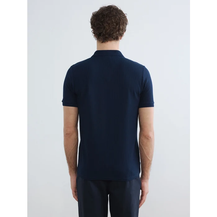 LCWAIKIKI Classic Lacivert Polo Yaka Dokulu Erkek Tişört
