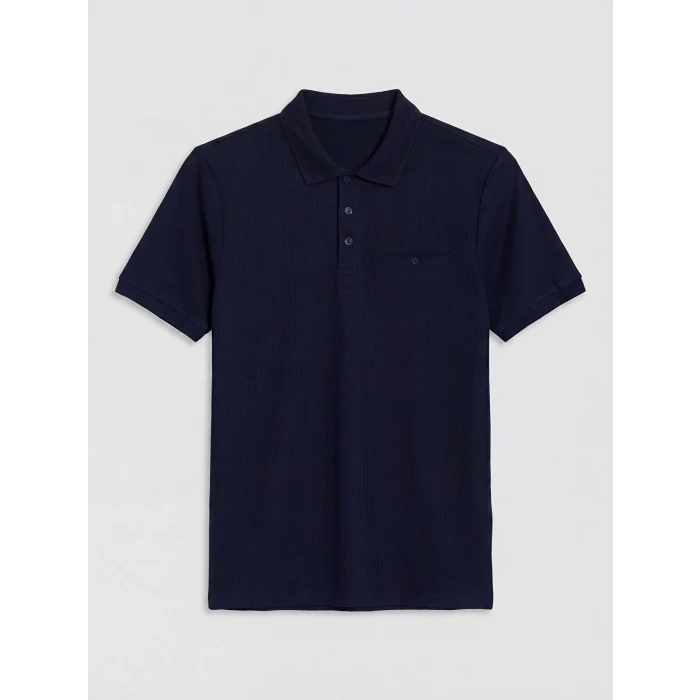 LCWAIKIKI Classic Lacivert Polo Yaka Dokulu Erkek Tişört