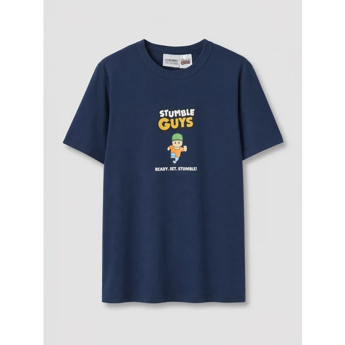 LCW Kids Lacivert Stumble Guys Baskılı Erkek Çocuk Tişört