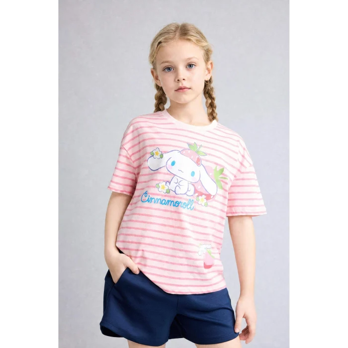 Defacto H3483A8PN238 Pembe %100 Pamuk My Melody Relax Fıt Bisiklet Yaka Kısa Kollu Tişört Kız Çocuk