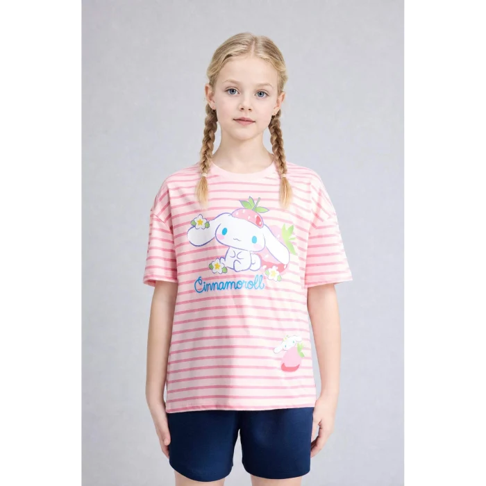 Defacto H3483A8PN238 Pembe %100 Pamuk My Melody Relax Fıt Bisiklet Yaka Kısa Kollu Tişört Kız Çocuk