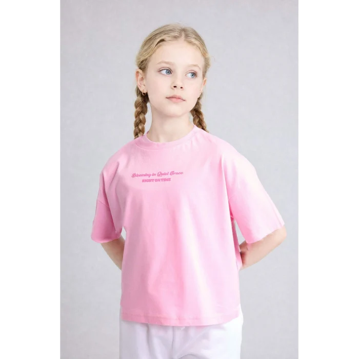 Defacto H7880A8PN253 Pembe Şort Tişört 2li Takım Kız Çocuk