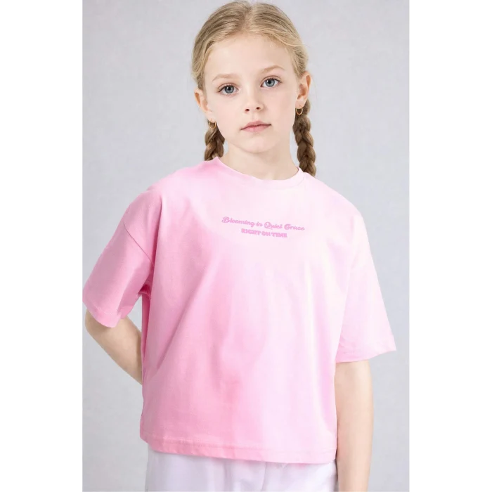 Defacto H7880A8PN253 Pembe Şort Tişört 2li Takım Kız Çocuk