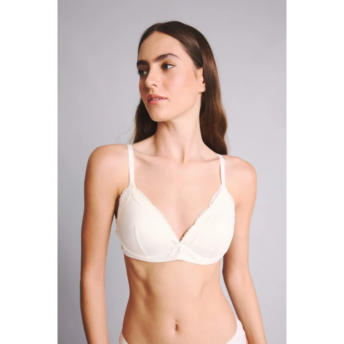 Defacto F6615AXER98 Ekru Micro Kaplı Dolgusuz Balensiz Bralet