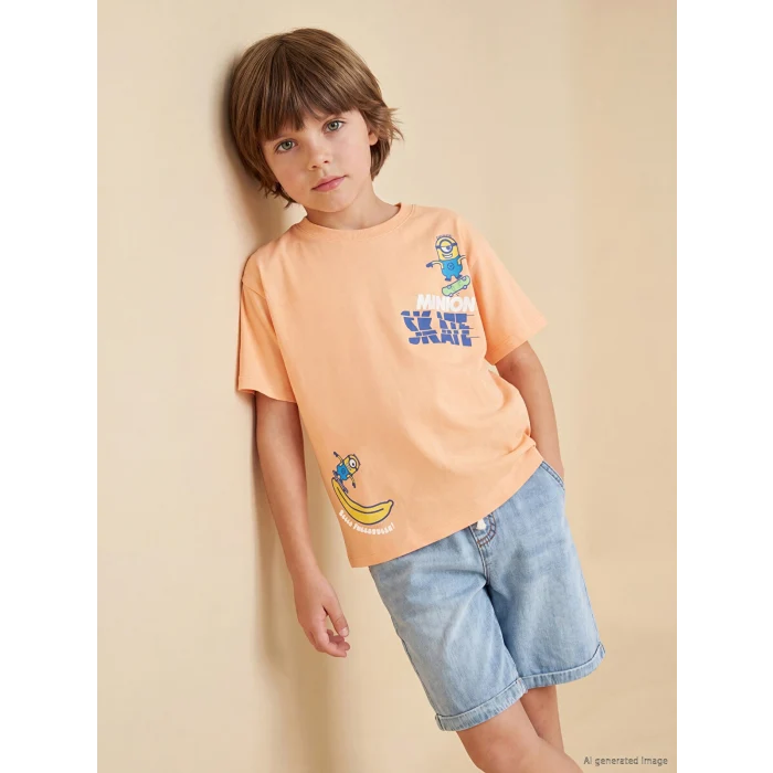 LCW Kids Turuncu Erkek Çocuk Minions Baskılı Tişört
