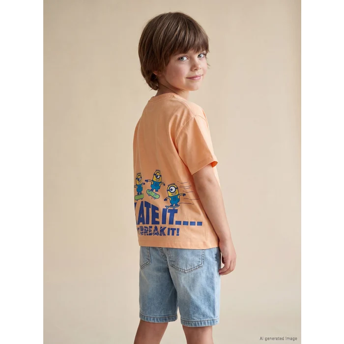 LCW Kids Turuncu Erkek Çocuk Minions Baskılı Tişört