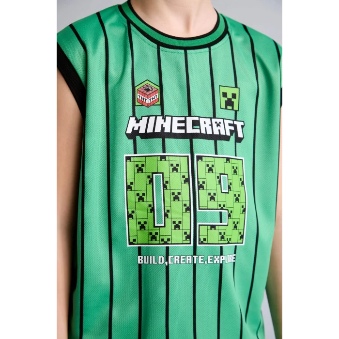 Defacto H6716A8GN401 Yeşil Minecraft Bisiklet Yaka Yeşil Atlet Erkek Çocuk