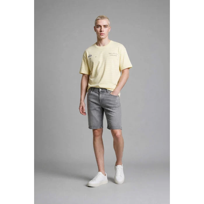 Defacto G8664AXNM55 Gri Regular Fıt Jean Bermuda Şort