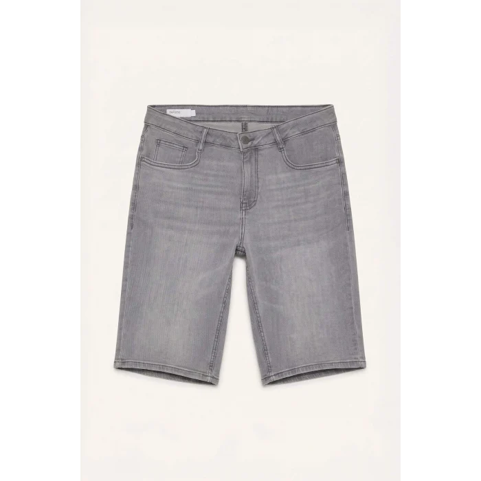 Defacto G8664AXNM55 Gri Regular Fıt Jean Bermuda Şort