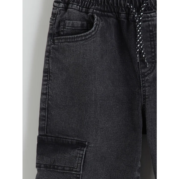 LCW Kids Antrasit Beli Lastikli Erkek Çocuk Kargo Jean Pantolon