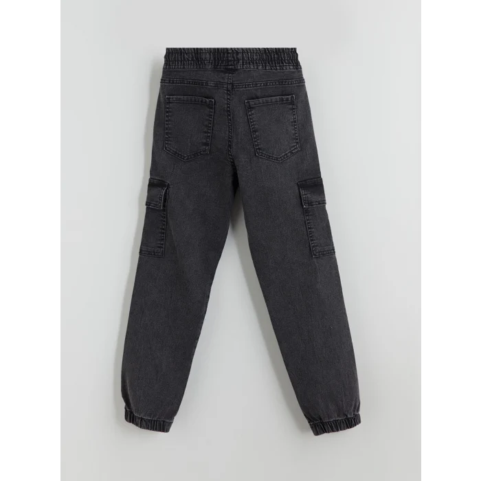 LCW Kids Antrasit Beli Lastikli Erkek Çocuk Kargo Jean Pantolon