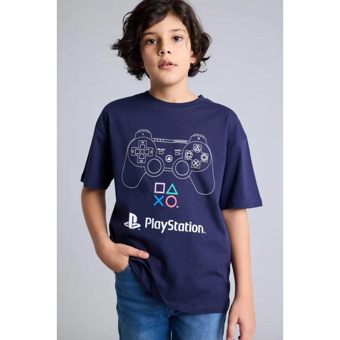 Defacto G9074A8NV134 Lacivert %100 Pamuk PlayStatıon Oversıze Tişört Erkek Çocuk