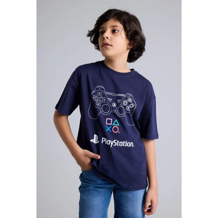 Defacto G9074A8NV134 Lacivert %100 Pamuk PlayStatıon Oversıze Tişört Erkek Çocuk